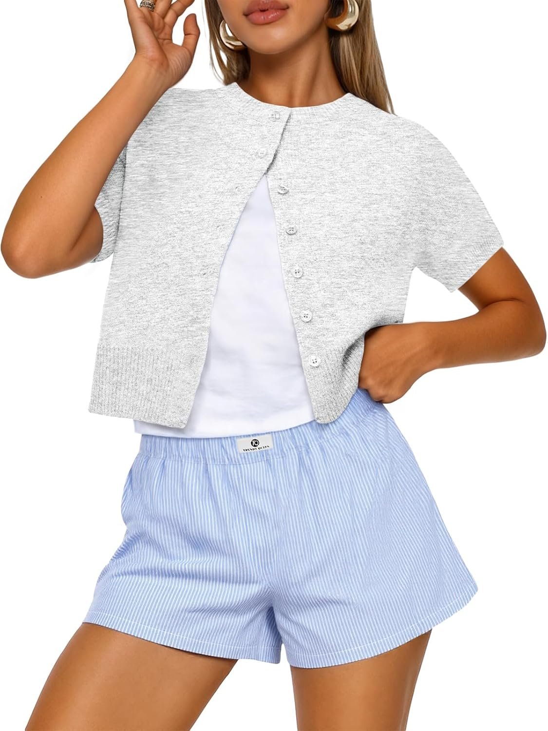 Trendy Queen Short Sleeve Cardigan Sweaters for Women