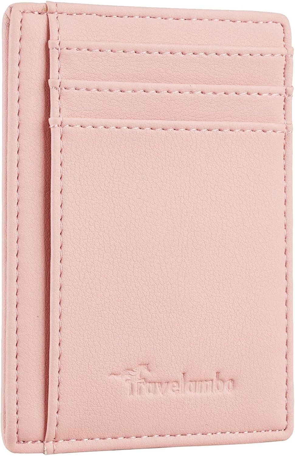 Travelambo Front Pocket Minimalist Leather Slim Wallet RFID Blocking Medium Size