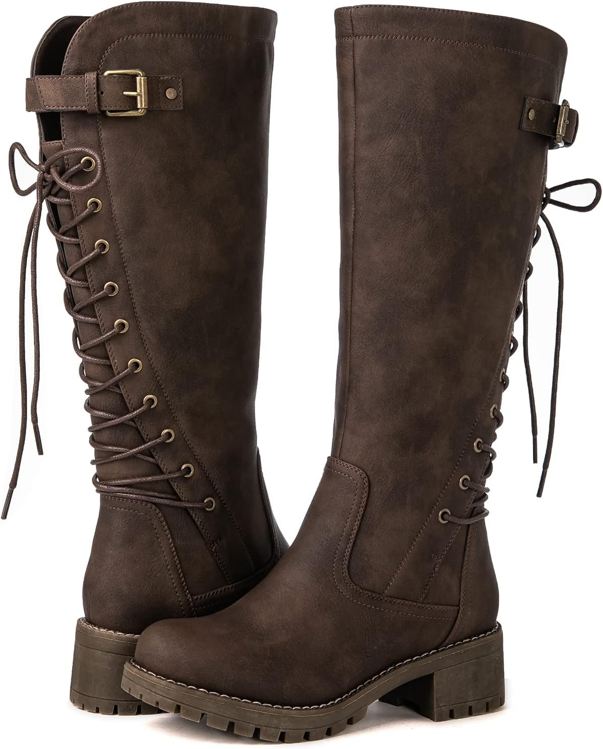 GLOBALWIN Women’s Lace Up Back Knee High Fashion Boots
