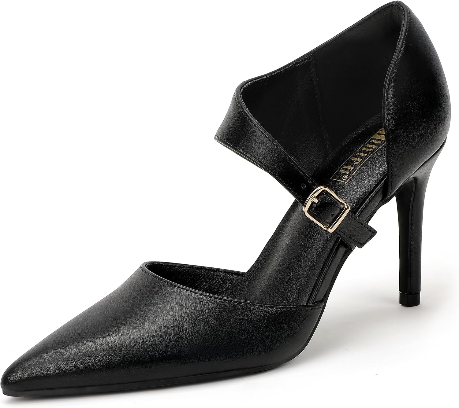 IDIFU Women’s High Stiletto Heels Pumps Pointed Toe Heels Closed Toe Pumps with Elegant Metal Buckle Comfortable Office Wedding Dressy Shoes