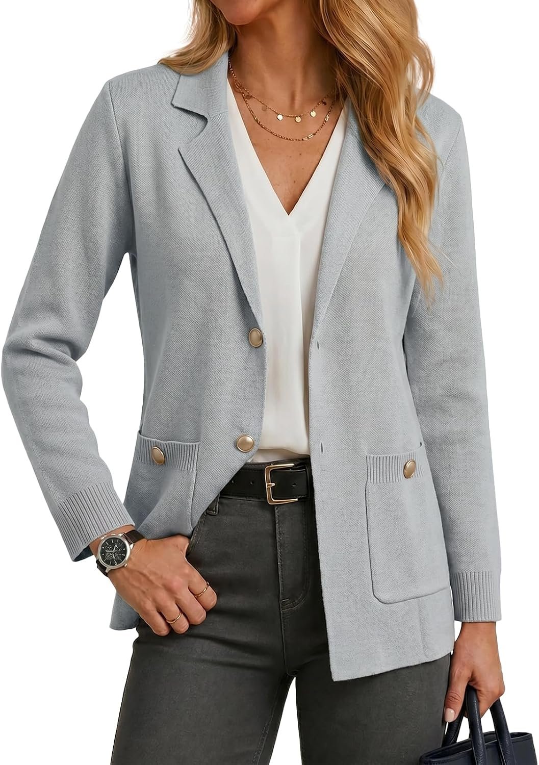 Cicy Bell Womens Sweater Blazers Business Casual Long Sleeve Work Cardigan
