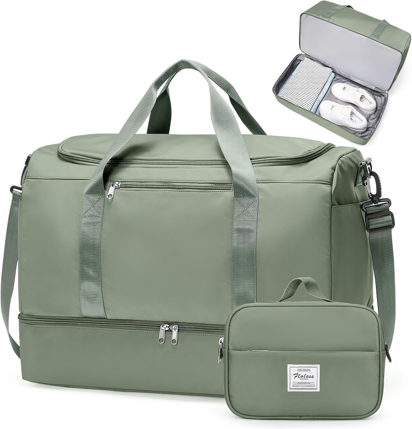 Extra Large Travel Duffel Bag, Carry-On Weekender Bags for Women Travel | Overnight Weekend Bag with Shoes Compartment for Travel Business Trips Sport Hospital, Toiletry Bag Included