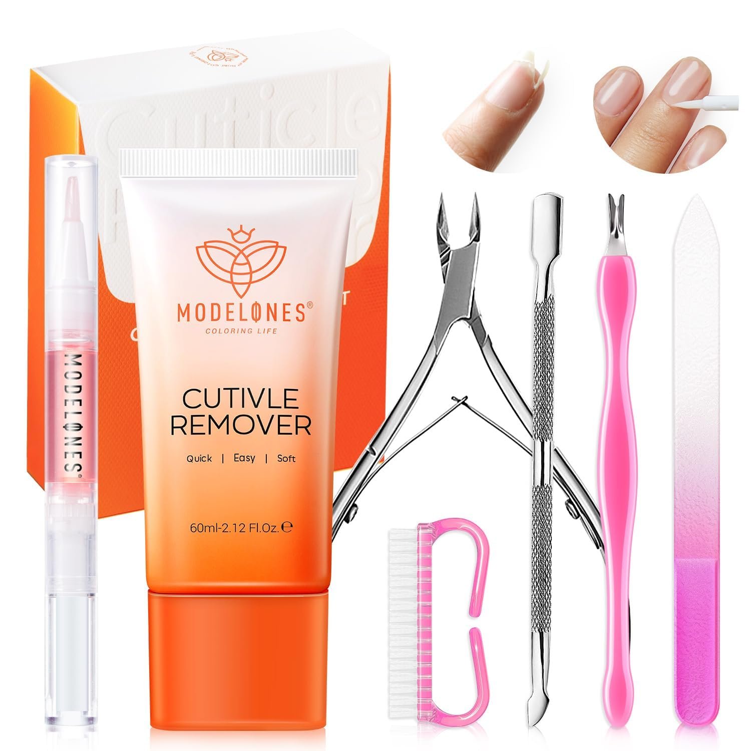 Modelones Cuticle Remover, Nail Kit Cuticle Trimmer Pusher Remover Liquid
