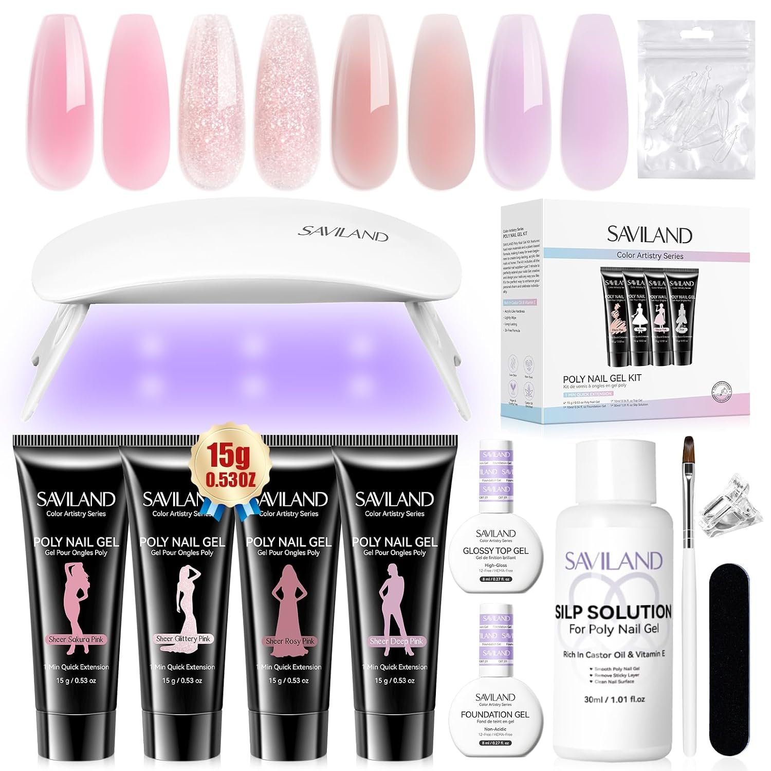 SAVILAND Hema-Free Poly Gel Nail Kit for Starter Nail Extension DIY