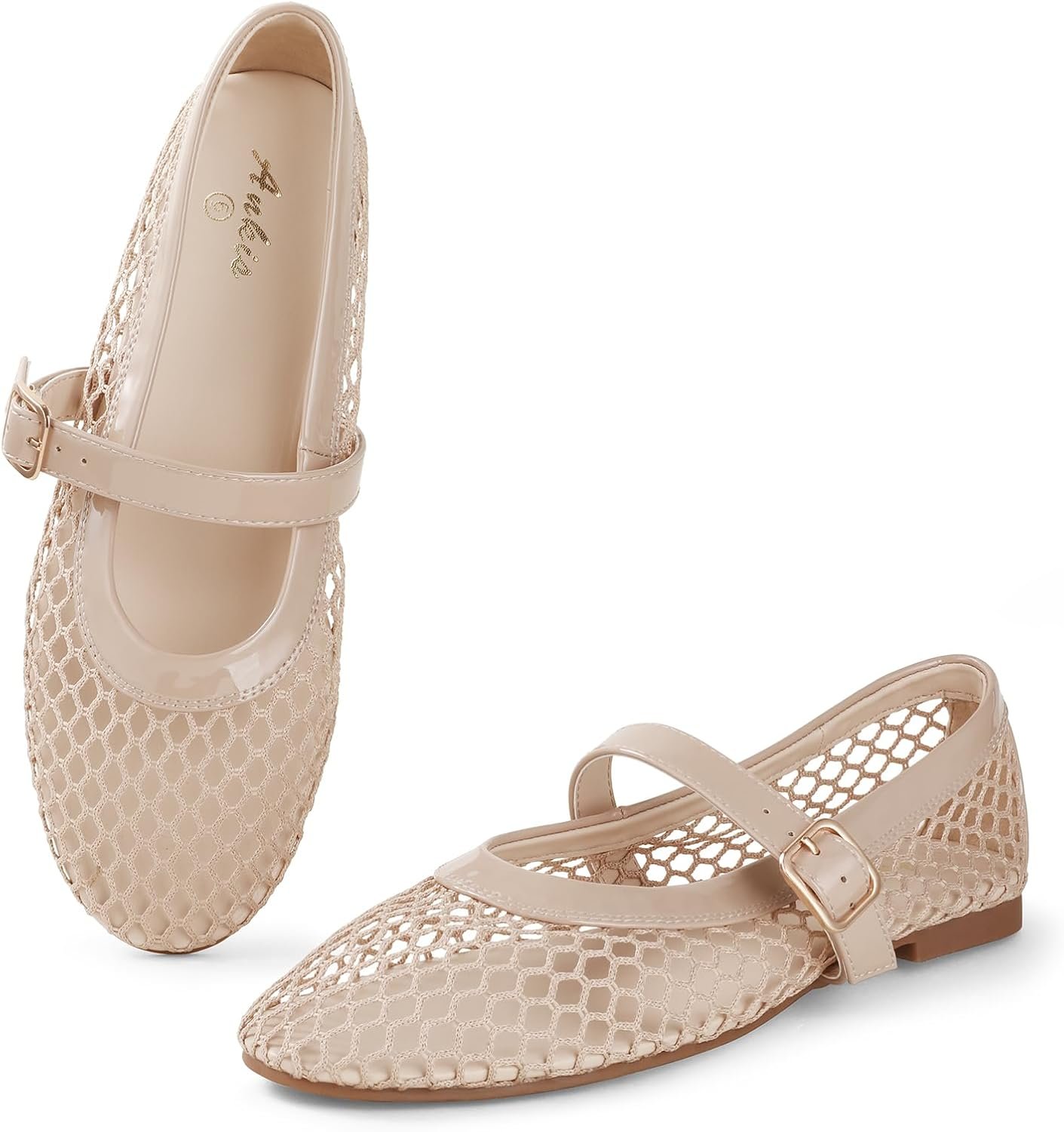Ankis Women’s Mary Jane Ballet Flats, Mesh Jelly Fishnet Sandals