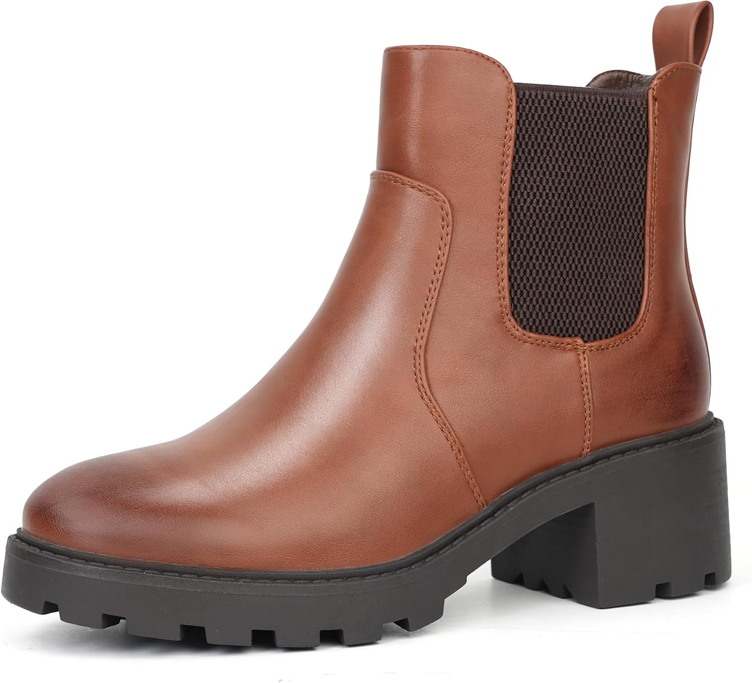 starmerx Women’s Chelsea Ankle Boots Chunky Heel Slip-On Lug Sole | Chelsea Style | 2.2-Inch Chunky Heel | Lightweight Platform | Elevated Look | Lug Sole | Elastic Side Panels