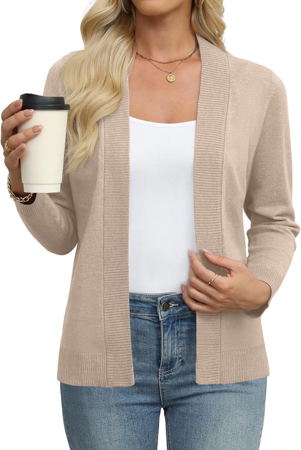 Womens Lightweight Cardigan Long Sleeve Open Front Knit Sweaters