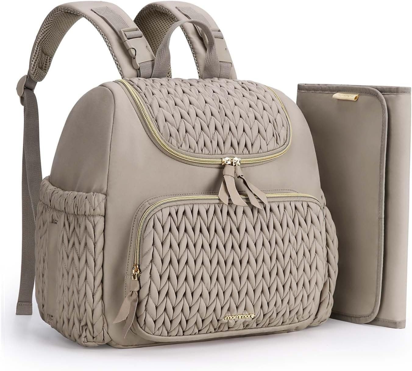 mommore Diaper Bag Backpack, Stylish Mini Baby Bag with Changing Pad
