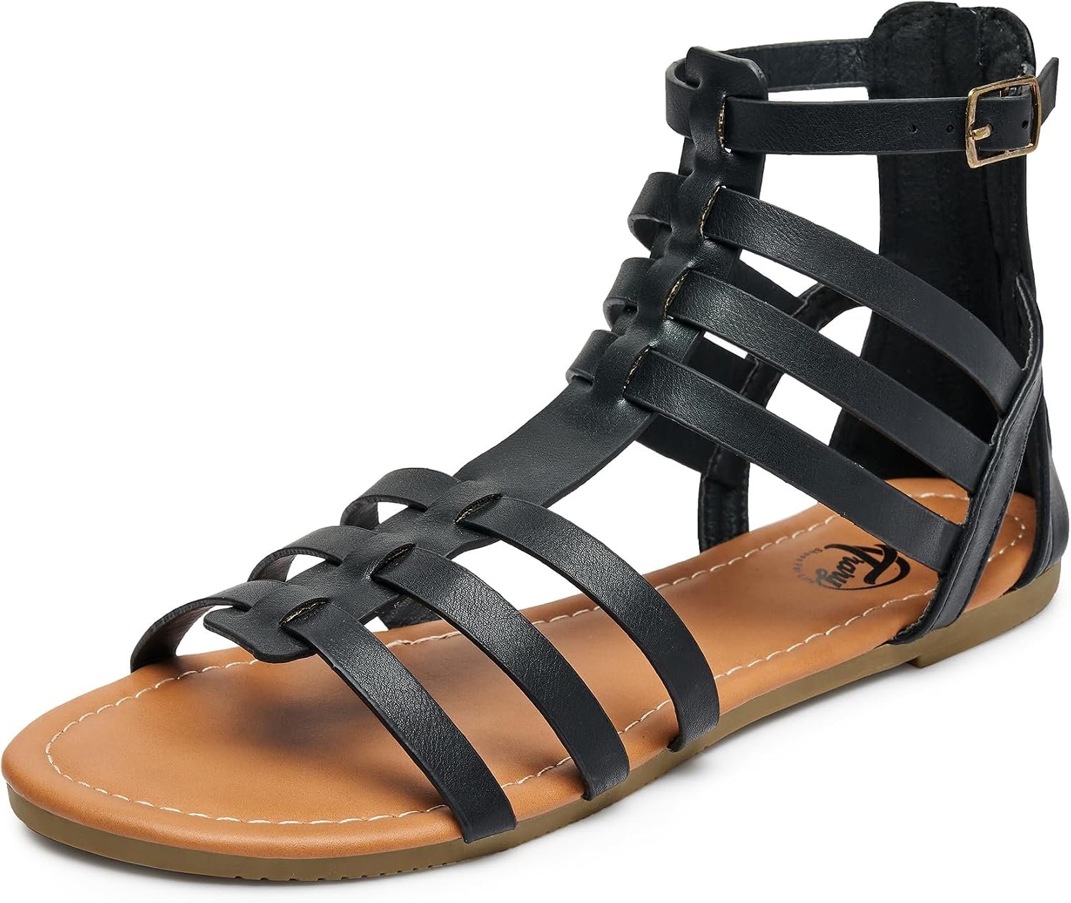 Trary Women’s Sandal, Comfortable Gladiator Sandals Ankle Strap Flats Sandalias Para Mujer Beach Sandals Wide Width Open Toe Cross Strappy Sandals for Women Dressy Summer