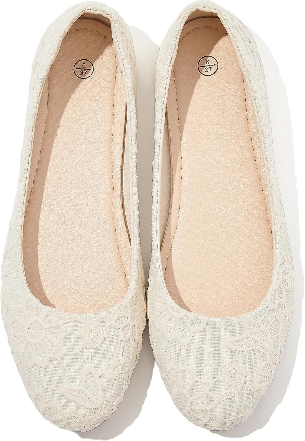 Shupua Womens Flats Lace Ballet Flats Dressy Slip On Shoes for Work Wedding