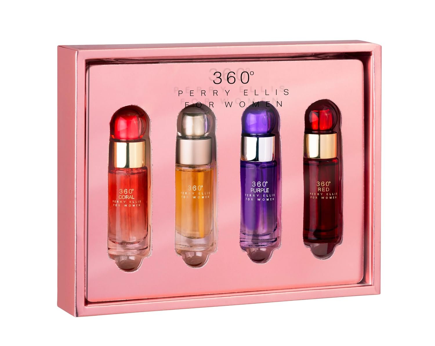 Perry Ellis 360° for Women 4-Piece Gift Set, 360° Women, Coral, Purple, Red