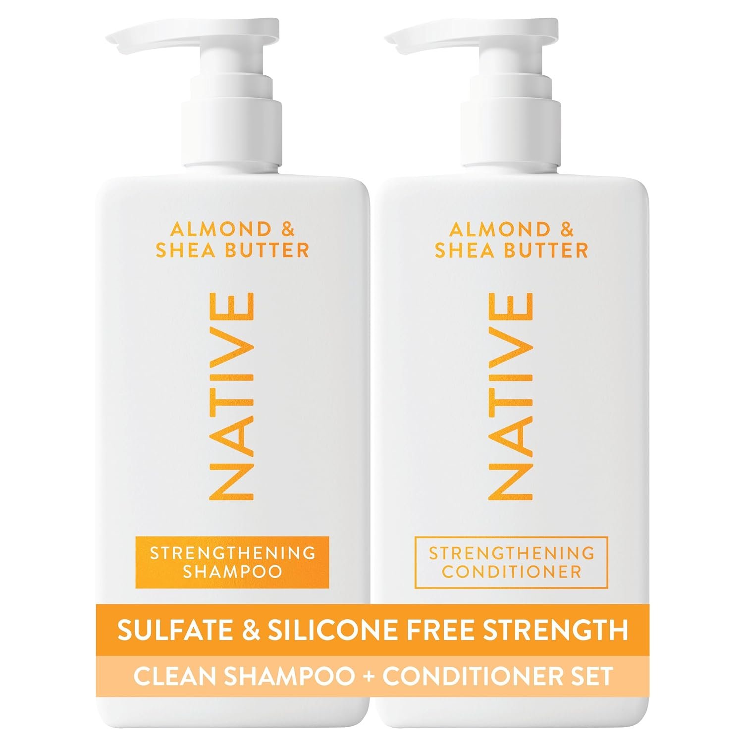 Native Shampoo and Conditioner Contain Naturally Derived Ingredients| All Hair Type Color & Treated, Fine to Dry Damaged, Sulfate & Dye Free – Almond & Shea Butter, 16.5 fl oz each (2 pack)