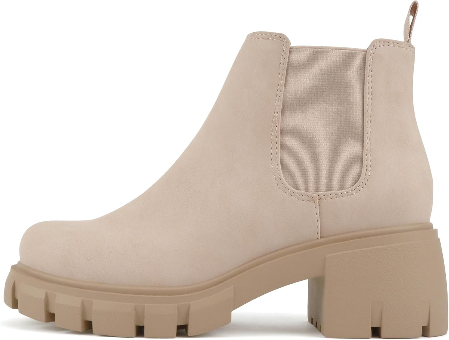 Soda PIONEER ~ Women Lug Sole Mid Heel Chelsea Fashion Ankle Bootie w/Double Elastic Gore