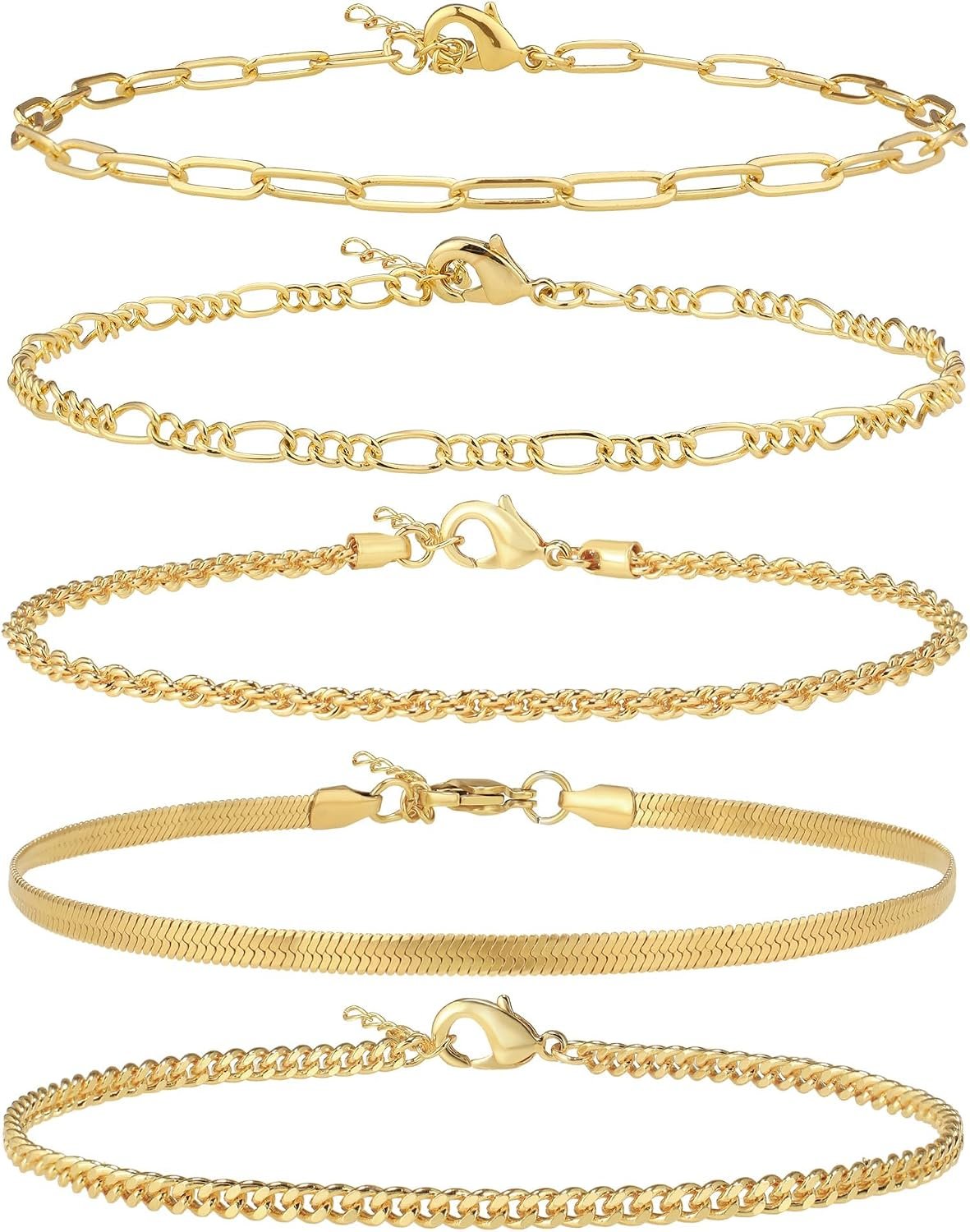 AOZEL Gold/Silver Plated Anklet Bracelets for Women Waterproof Plus Size Cuban Link Chain Ankle Bracelet for Large Ankle 9-12inch