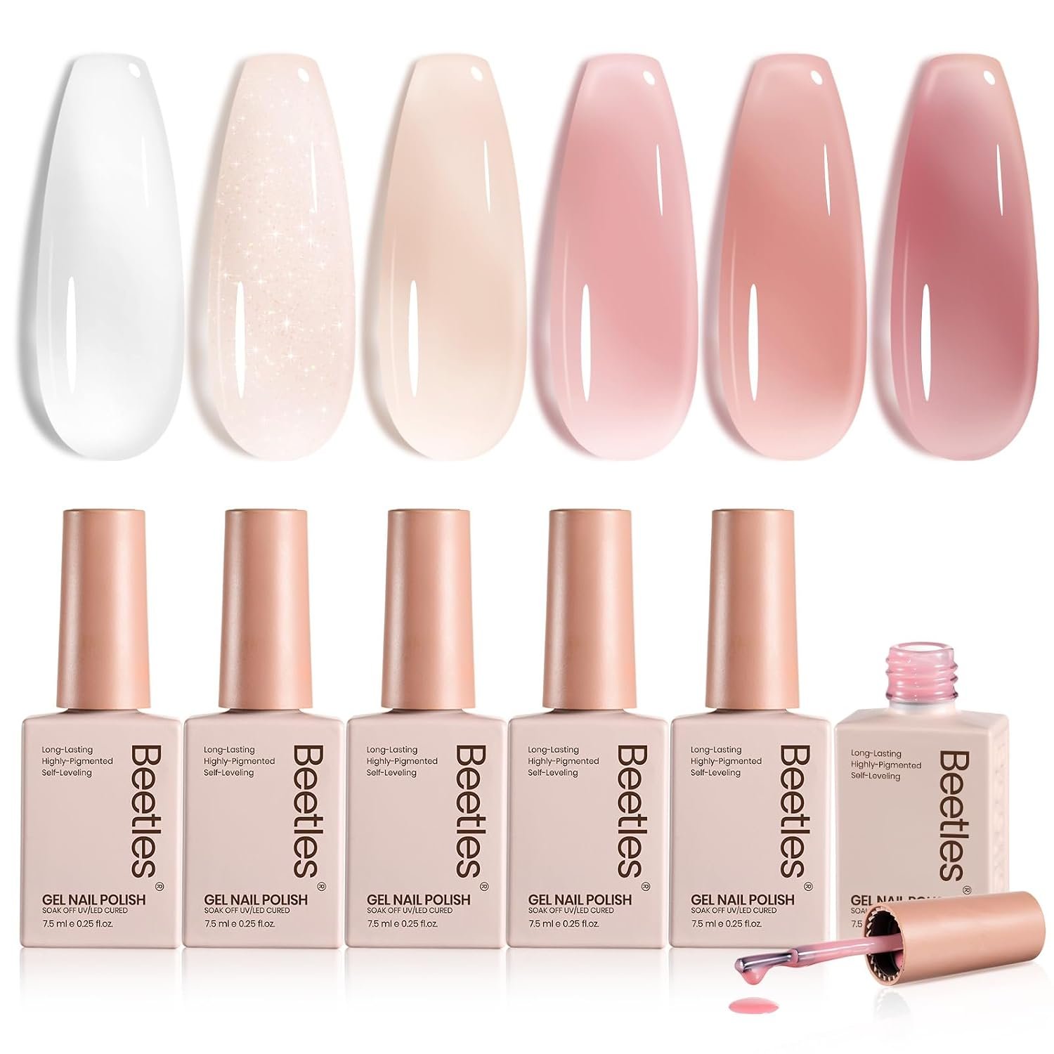 beetles Gel Polish Whispers of Love Jelly Gel Nail Polish Set, 6 Colors