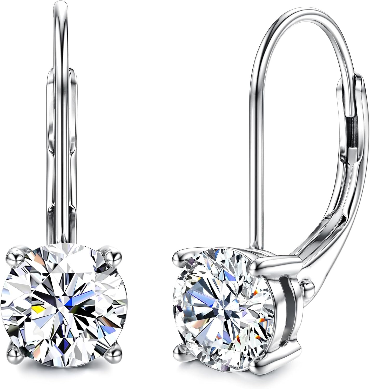 Moissanite Earrings, D Color Sterling Silver Dangle Drop Earrings for Women