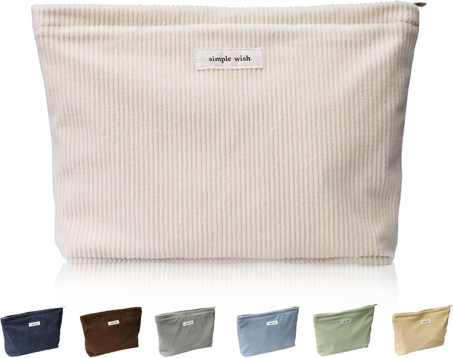Wudygirl Makeup Bag for Women Travel Cosmetic Bag 10.5″x7.5″ Beige