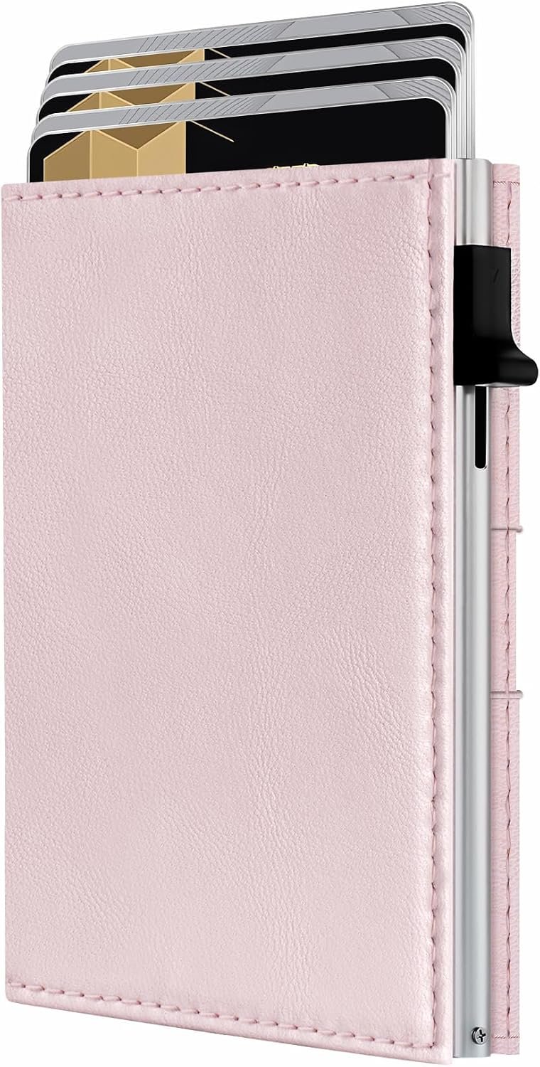 RFID Wallet Women, Small Slim Trifold Wallet Anti-Theft Pop up Card Holder | Minimalist, Ultra Thin, Front Pocket, Premium Leather, 9-11 Cards Capacity | ID Window | Cash Slot | Magnetic Closure