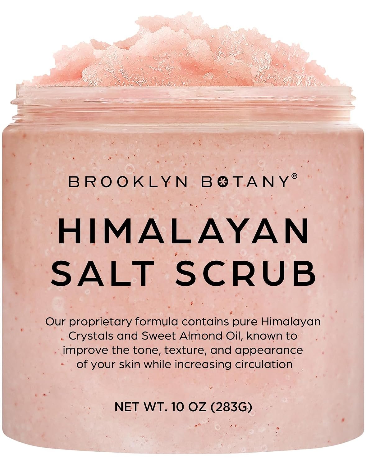 Brooklyn Botany Himalayan Salt Body Scrub – Moisturizing and Exfoliating Body, Face, Hand, Foot Scrub – Fights Stretch Marks, Fine Lines, Wrinkles – Great Gifts for Women & Men – 10 oz
