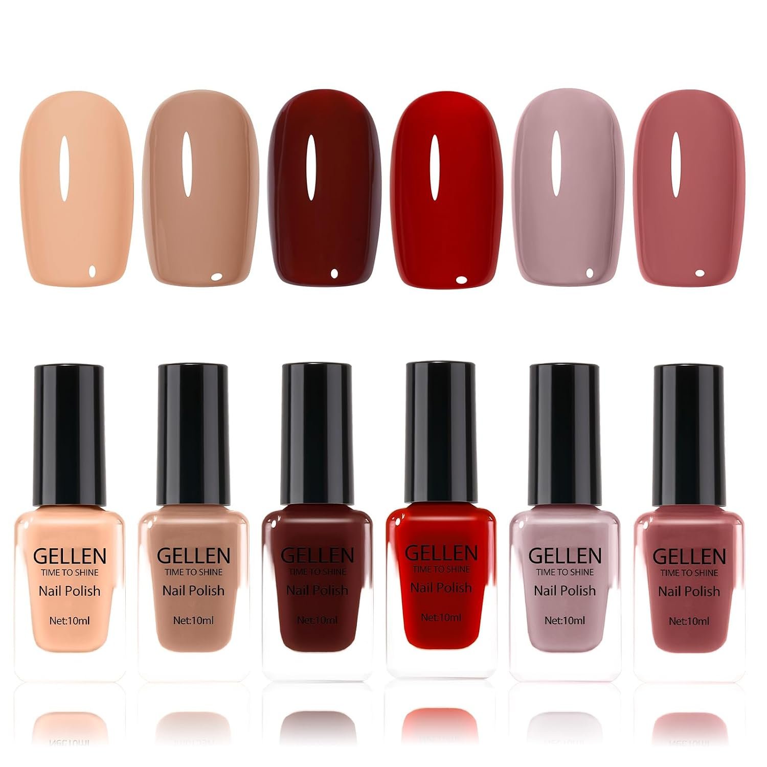 GELLEN Nail Polish Set Nude Red Brown Fall Winter, No Lamp Needed,HEMA Free