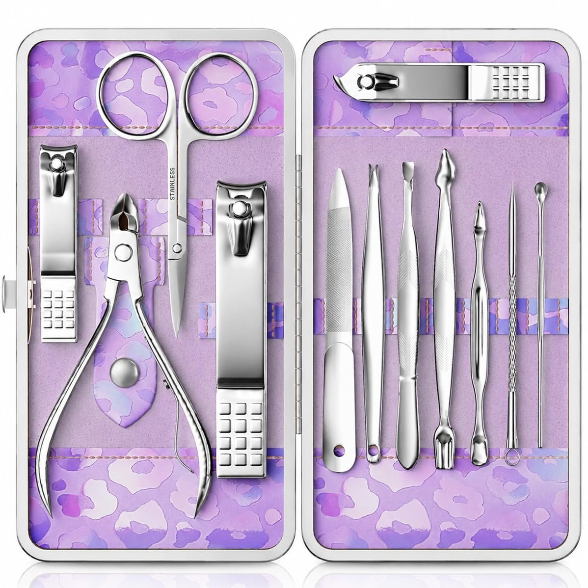 Manicure Set, Stainless Steel Nail Clipper Set with Travel Case