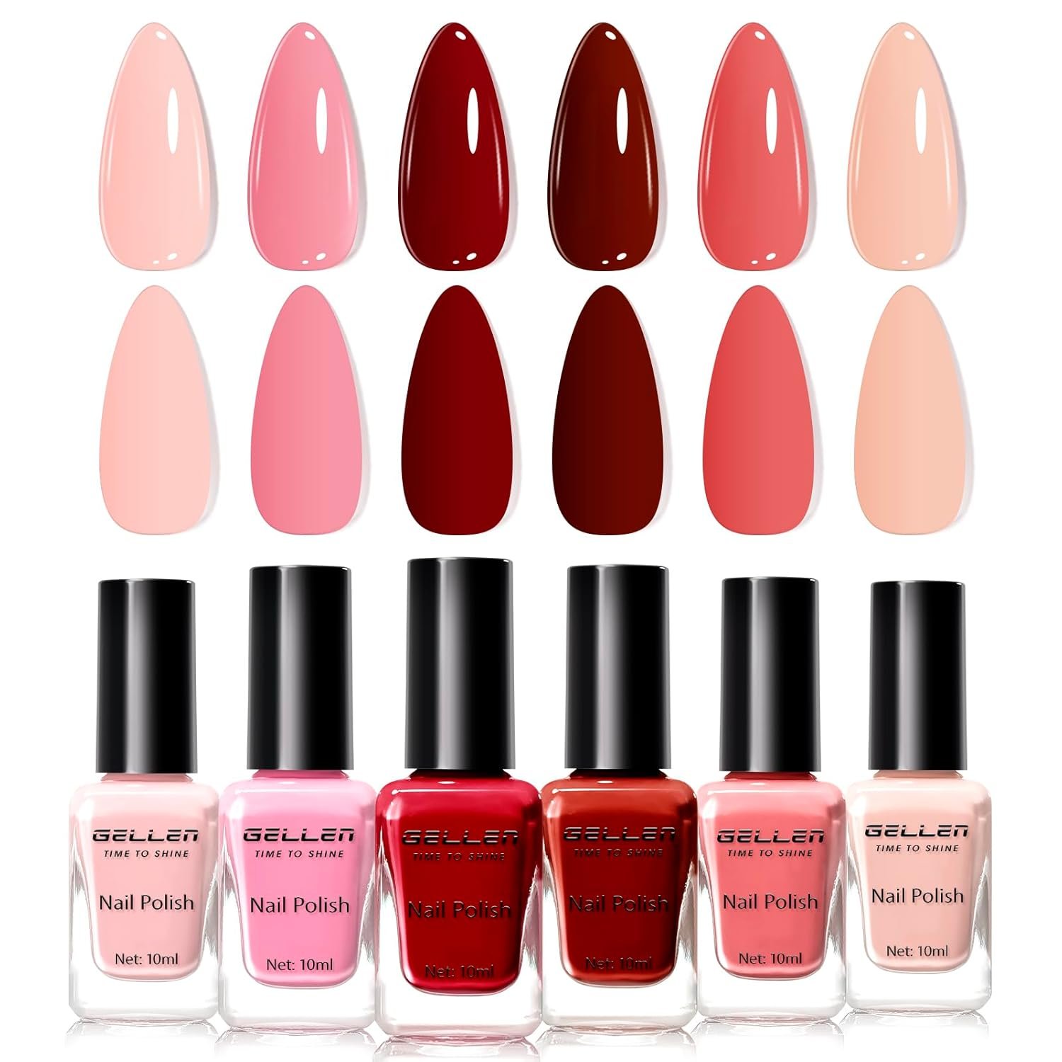 GELLEN Red Pink Nail Polish Set for Fall Winter, Quick Dry