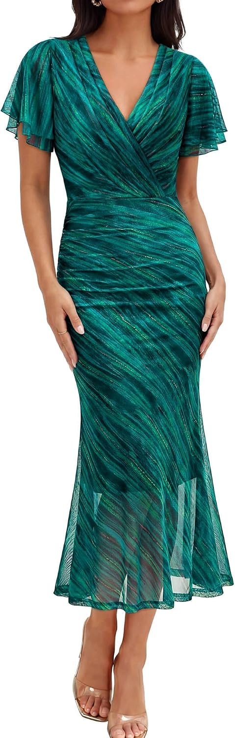 Gaharu Women’s Summer Floral Bodycon Wedding Guest Cocktail Maxi Dress