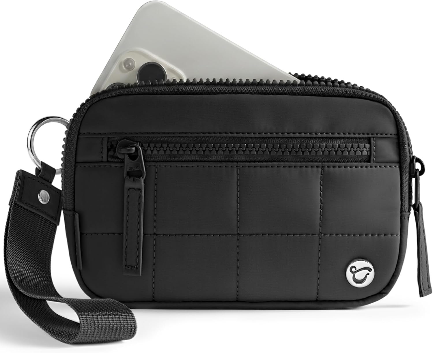 Uselike Womens Wallet Card Holder Purse with Zipper Quilted Phone Wallet RFID Blocking Small Wristlet Wallets for Everyday, Travel (Black)