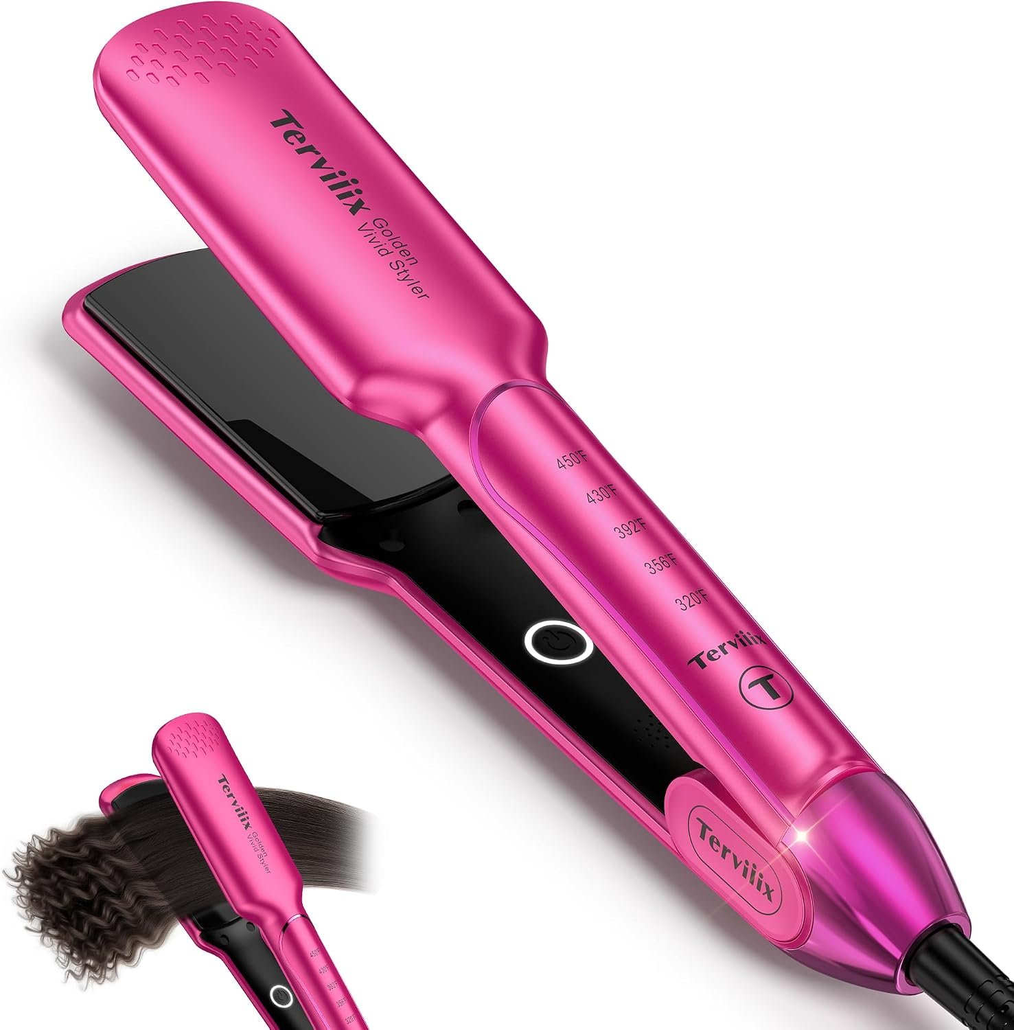 Terviiix Flat Iron Hair Straightener, 1-3/4 Inch Wide Plate
