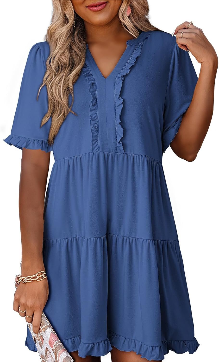 Dokotoo Womens A Line Babydoll Casual Summer Dresses with Pockets