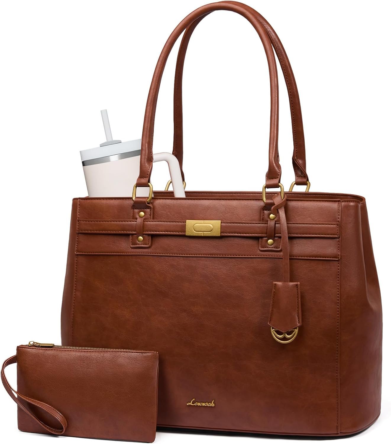 LOVEVOOK Laptop Tote Bag for Women, 15.6 Inch Waterproof Leather Work Computer Bag, Large Business Office Briefcase Shoulder Handbag Purse Gifts for Women