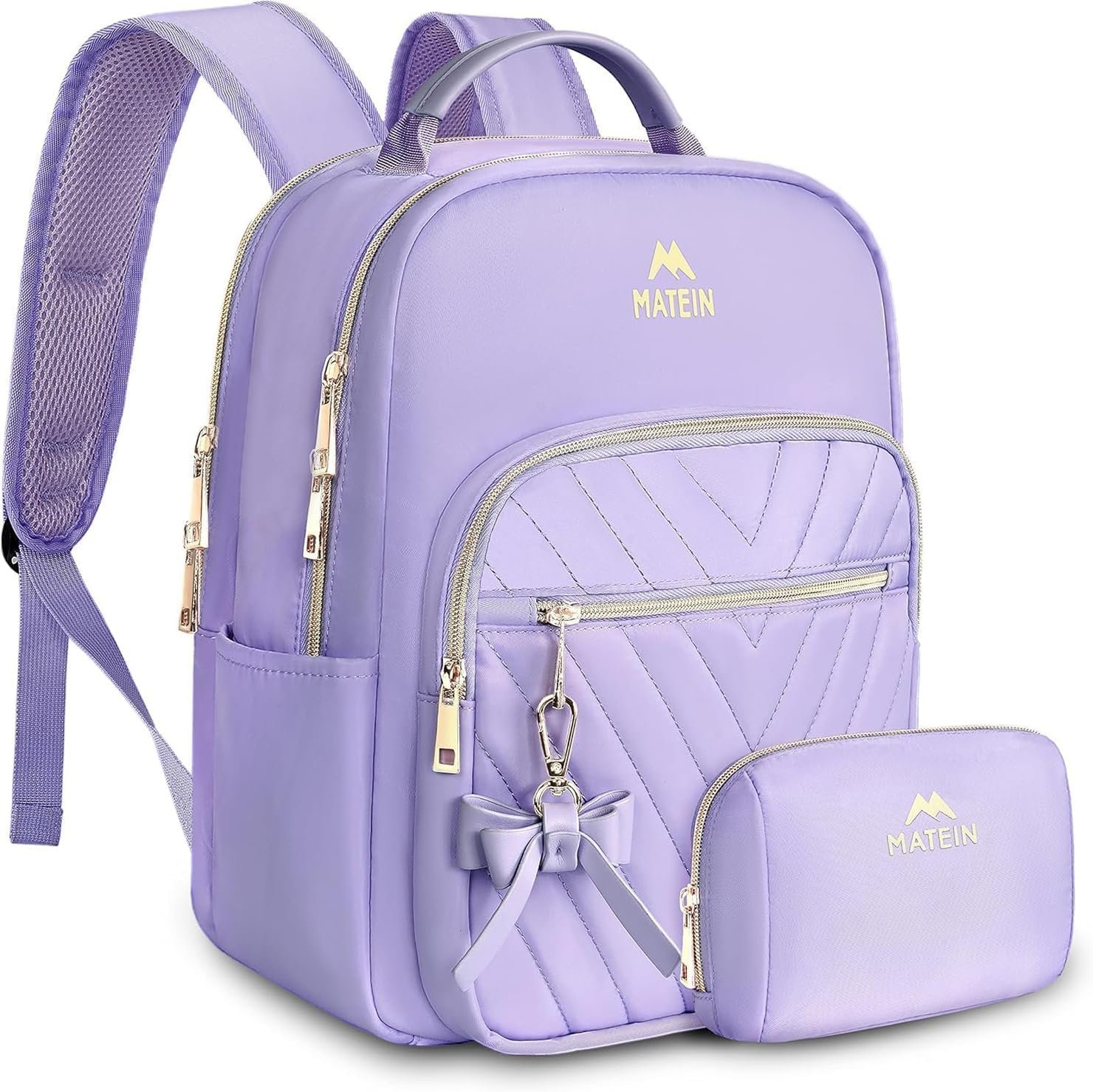 MATEIN Purple Backpack Purse, Fashion Cute Mini Bookbag for Women, 2pcs Set