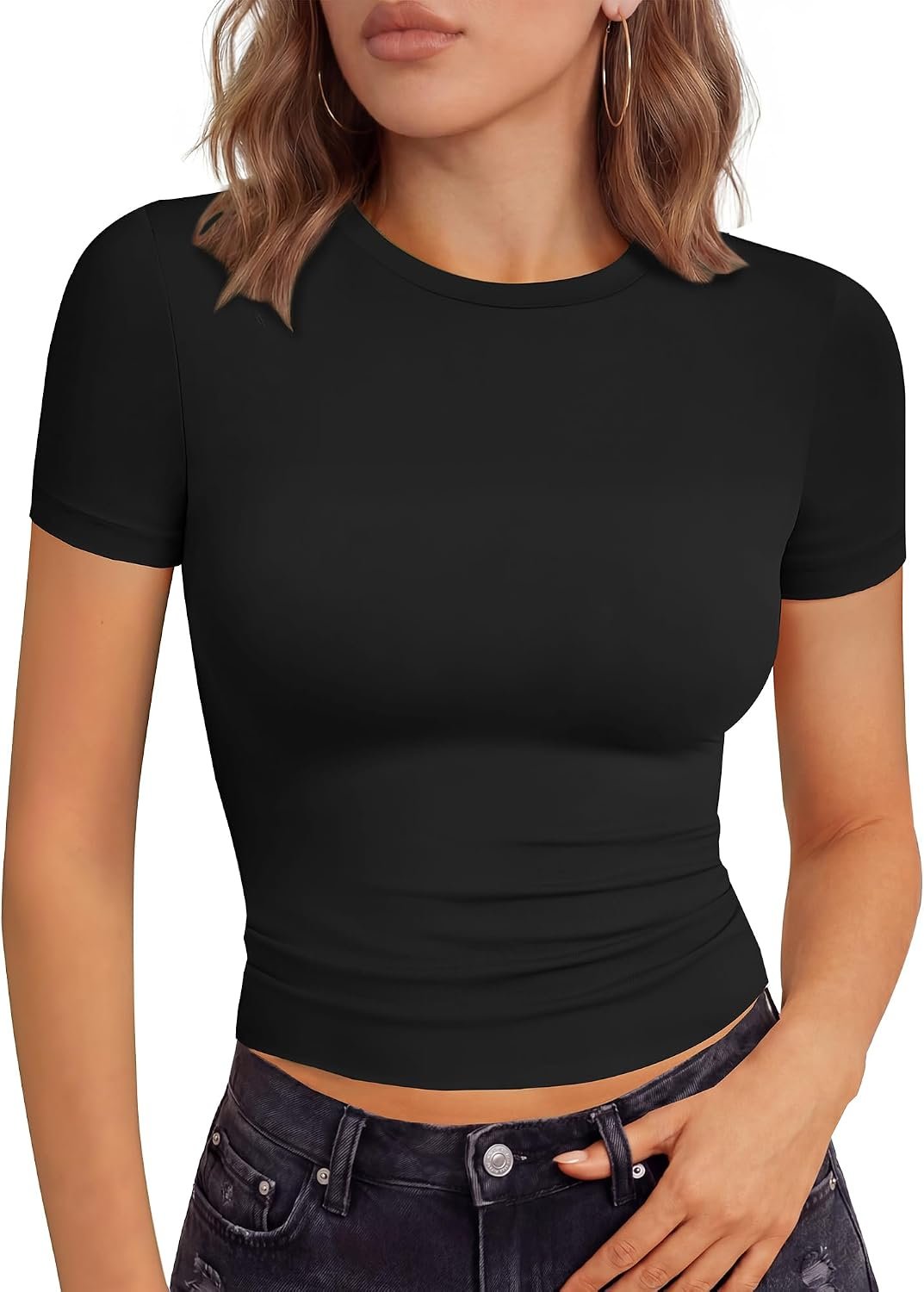 GAYHAY Womens Short Sleeve T Shirt Summer Crop Top Slim Fit Y2K Trendy 2026