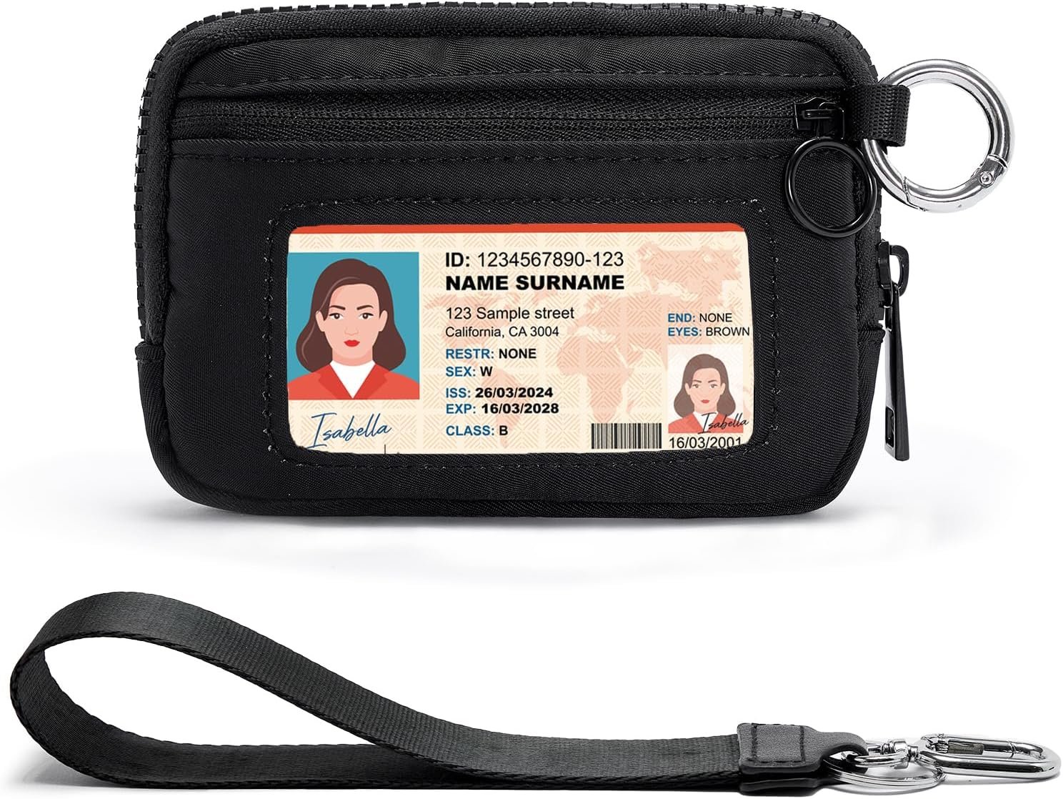 Wristlet Wallet for Women with Clear ID Window, Zip Coin Purse and Keychain