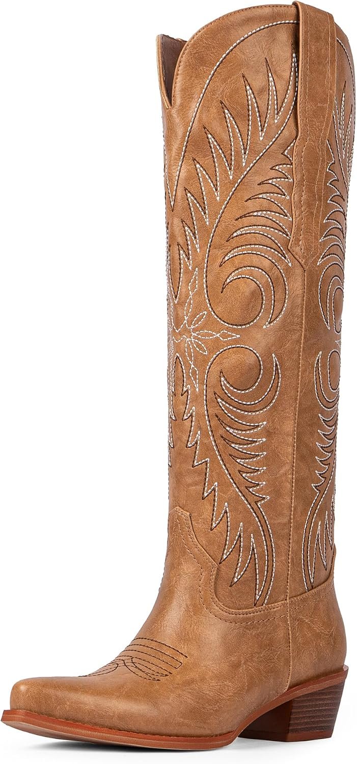 Cowboy Boots for Women Knee High Cowgirl Boots Embroidered Western Boots