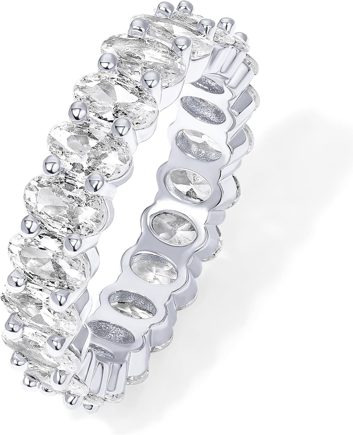 PAVOI 14K Gold Plated Eternity Ring for Women – Statement CZ Wedding Band