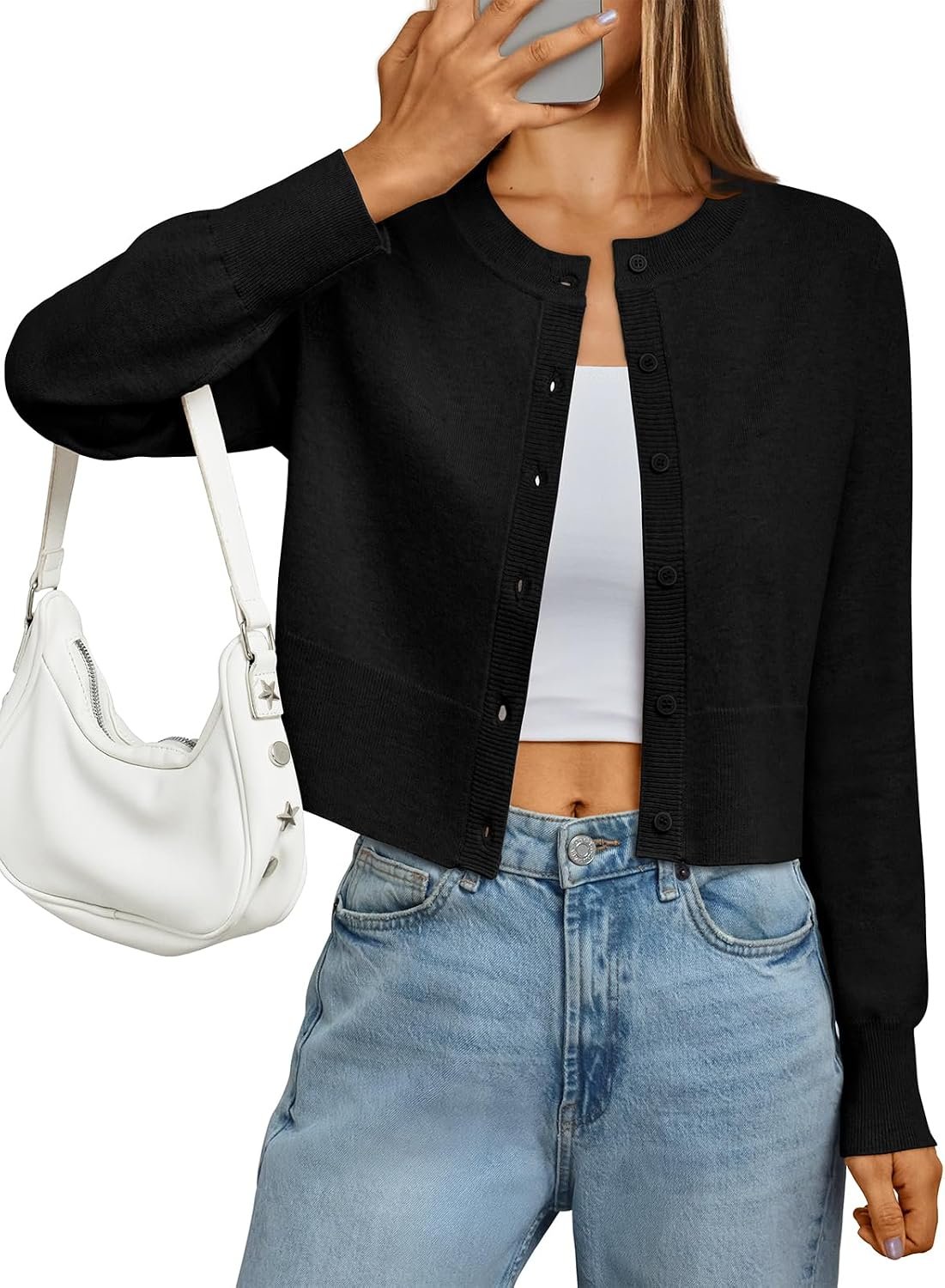 LILLUSORY Cropped Lightweight Cardigan Sweaters Women