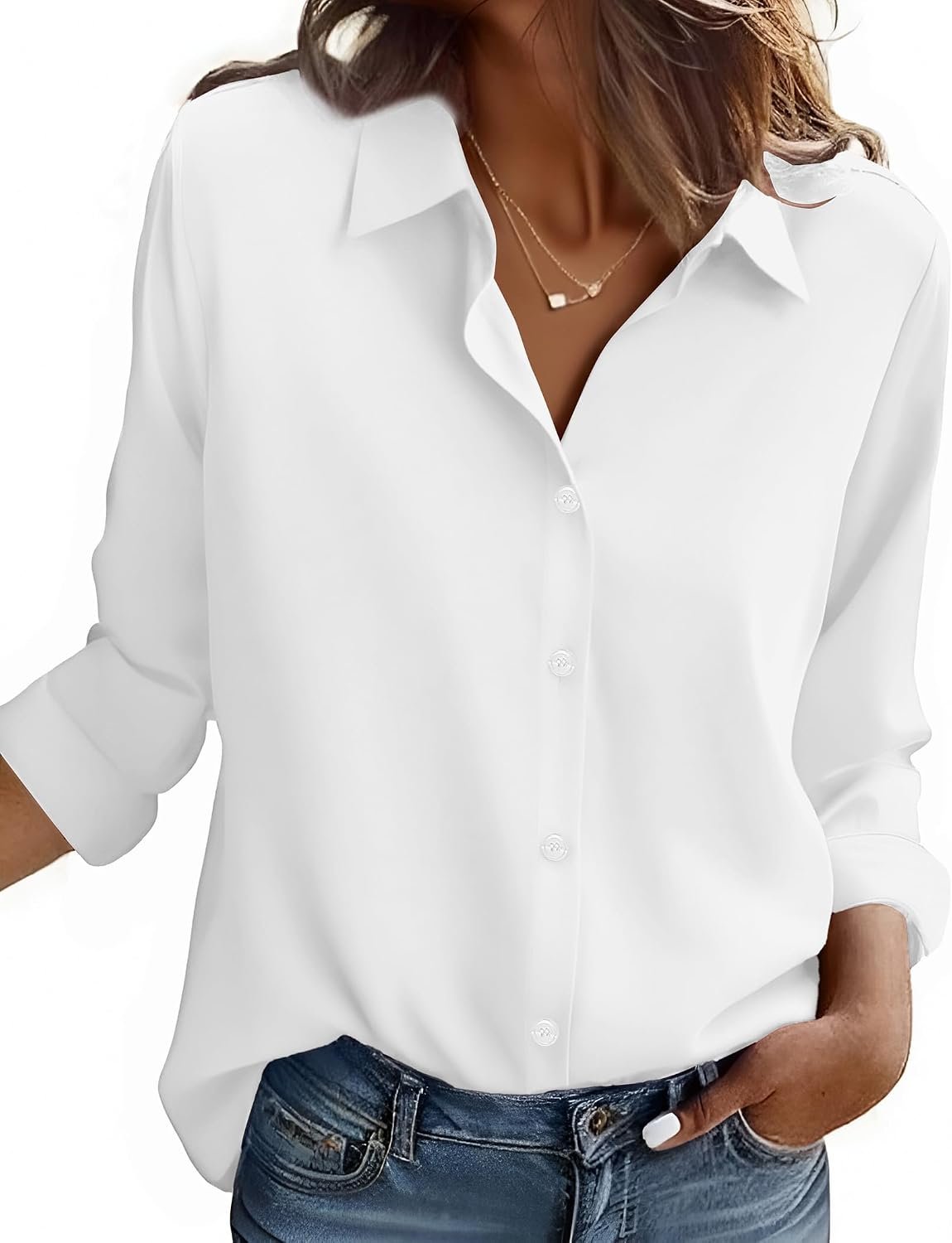 Zeagoo Button Down Shirt Women Long Sleeve Blouses Casual Tops Work Outfits