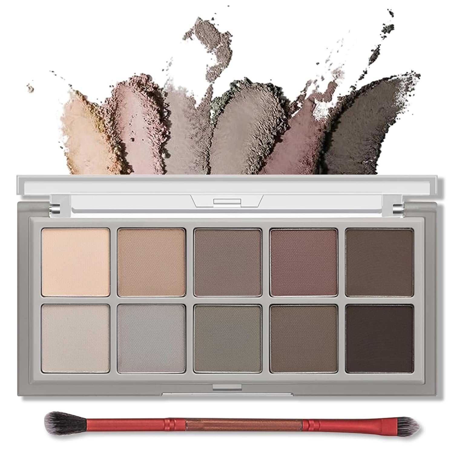 Erinde 10 Colors Matte Eyeshadow Palette, Grey Taupe Mavue Nude Eye Shadow for Older Women, Ultra Blendable Cool Toned Neutral Smokey Eye Shadow Palettes, Long Lasting Natural Smooth Texture, Cement