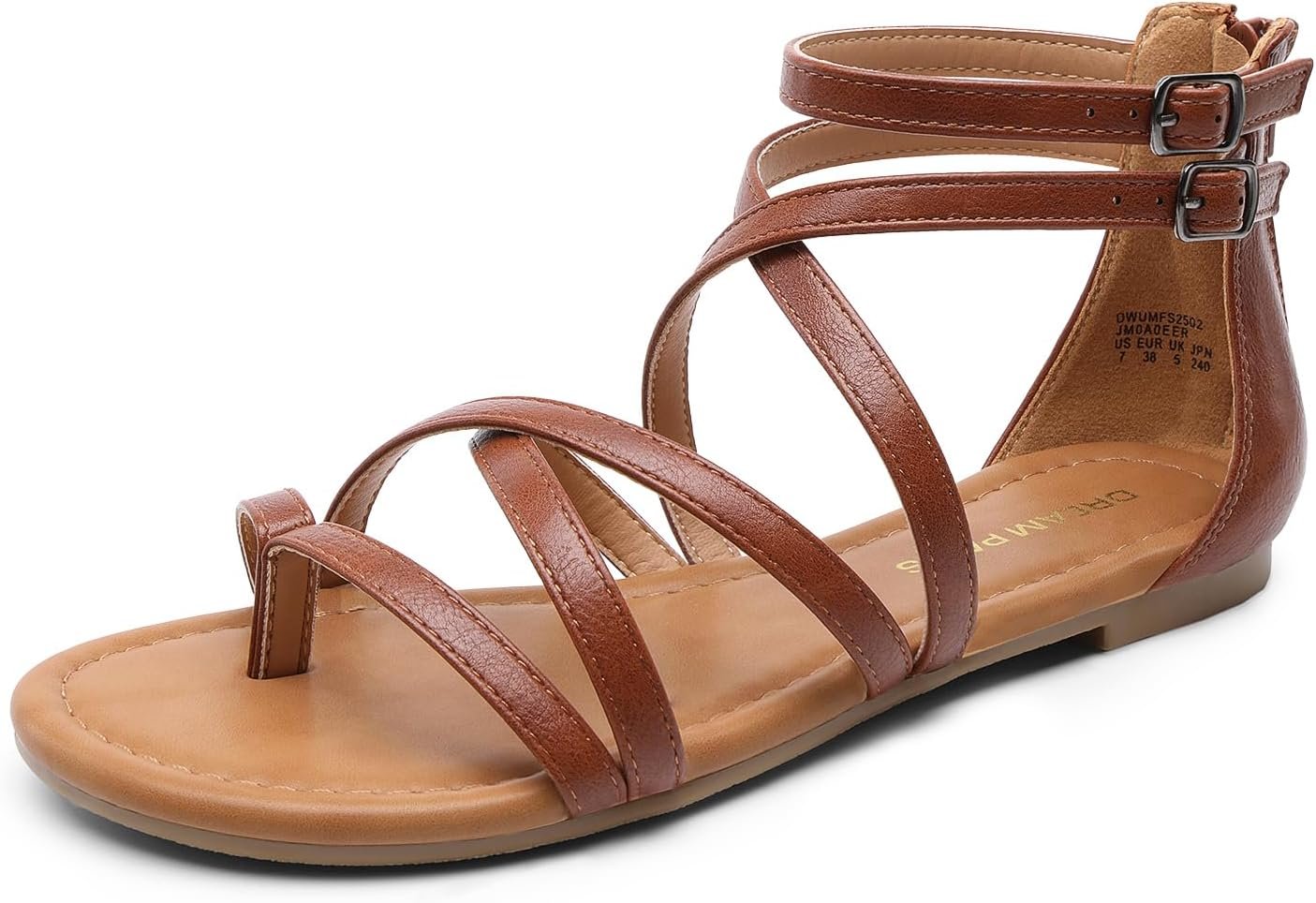 DREAM PAIRS Women’s Dressy Gladiator Summer Flat Sandals