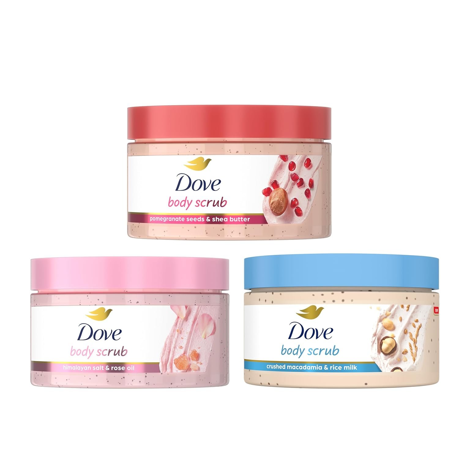 Dove Mixed Body Scub Trial Pack 3 Pack for Women 3.5 oz