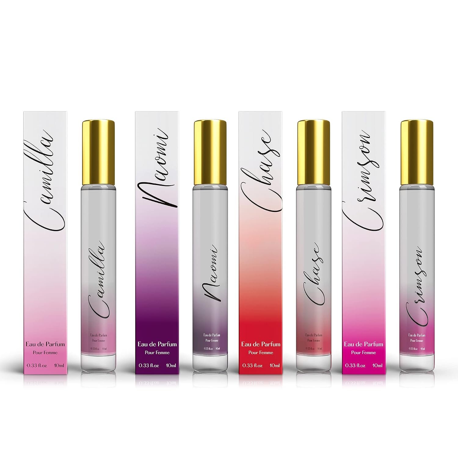 Rollerball Perfume Set for Women – INSPIRED by A WORLD RENOWNED WOMEN’S PERFUME – Jasmine, Musk, Yuzu, Vanilla – Sweet, Elegant, Floral, Long-Lasting Eau De Parfum (0.33fl oz/10ml) x4