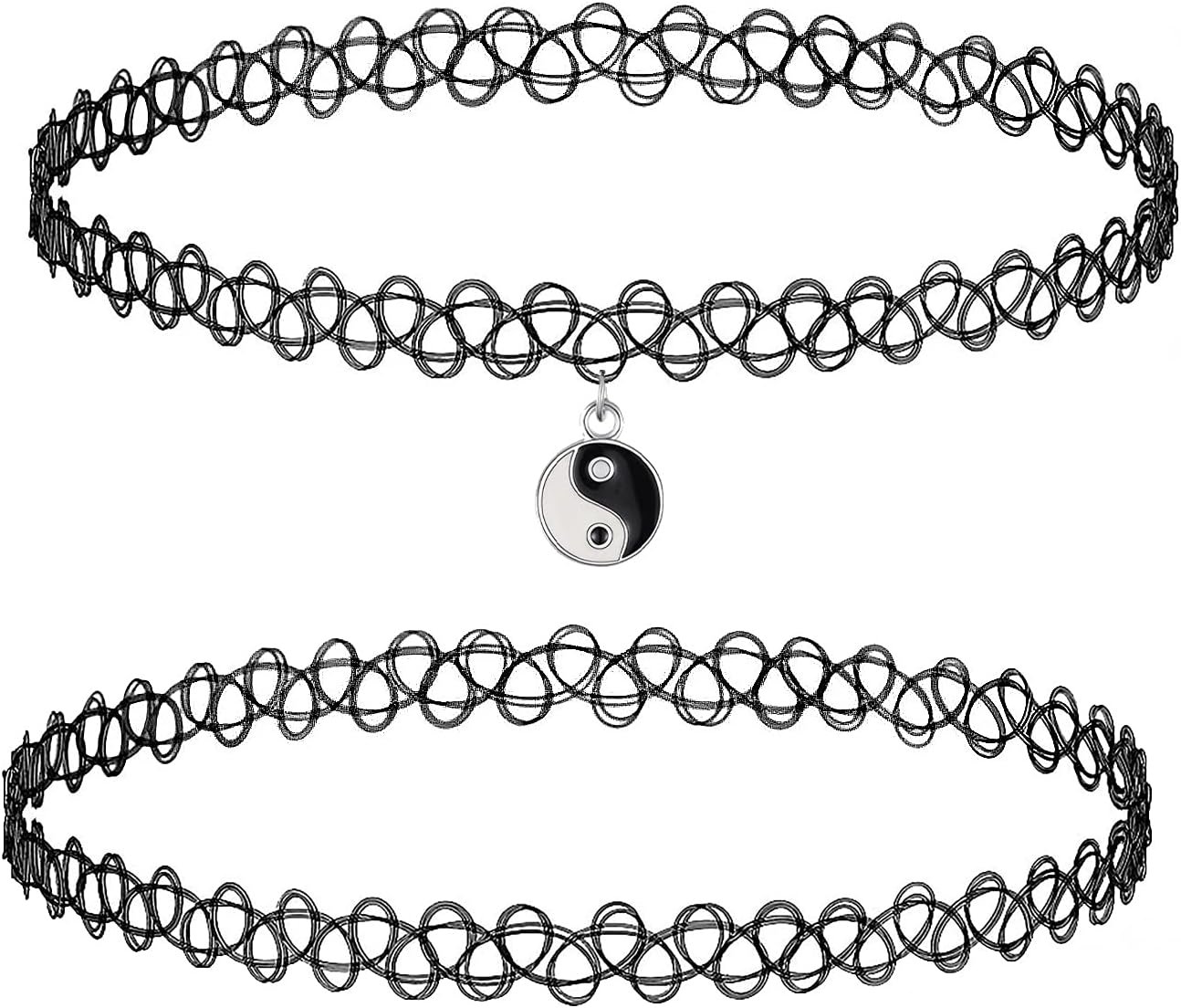 BodyJ4You 2PC Choker Necklace for Women – Yin Yang Butterfly Unicorn Moon