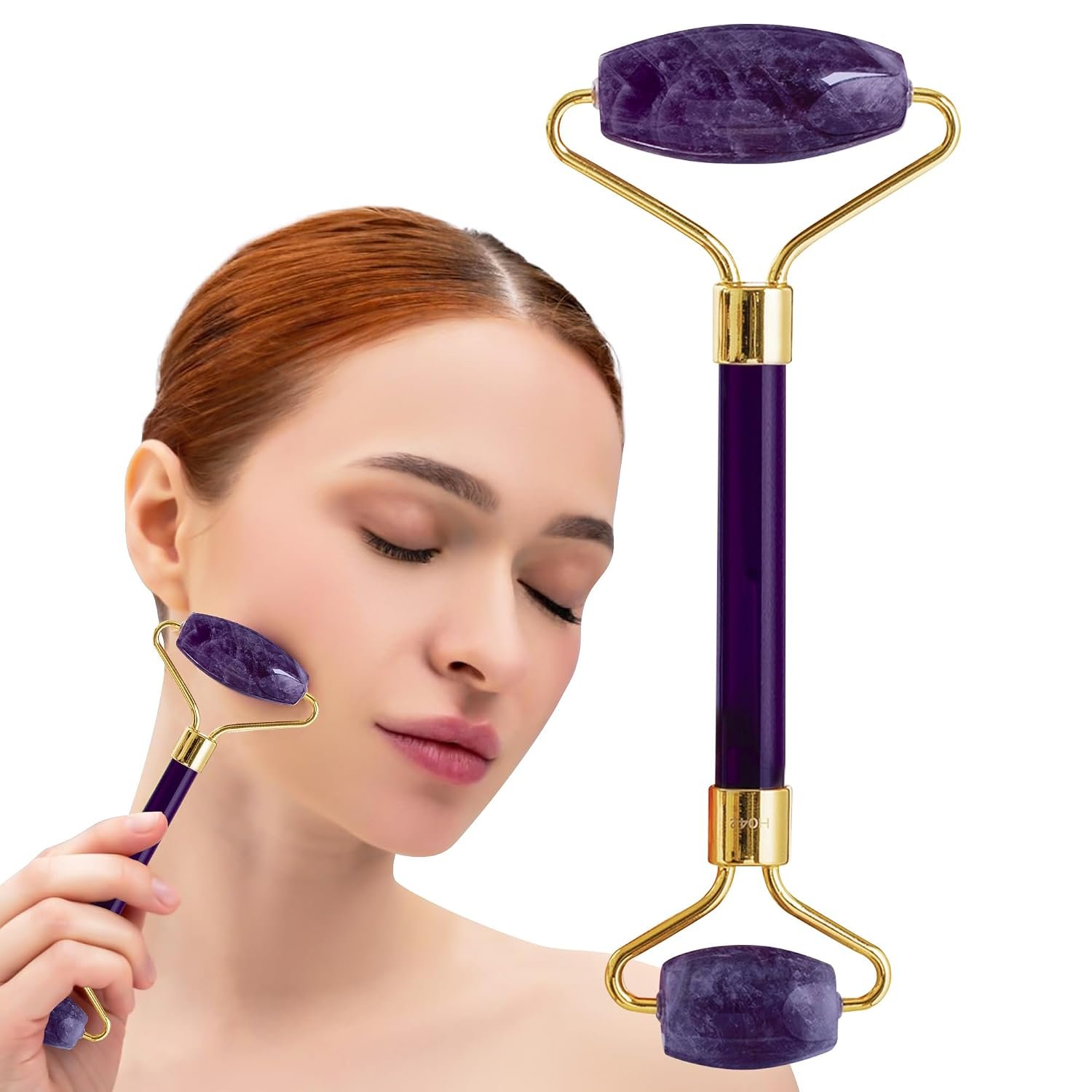 Plum Beauty Amethyst Facial Roller, helps reduce under-eye puffiness and dark circles