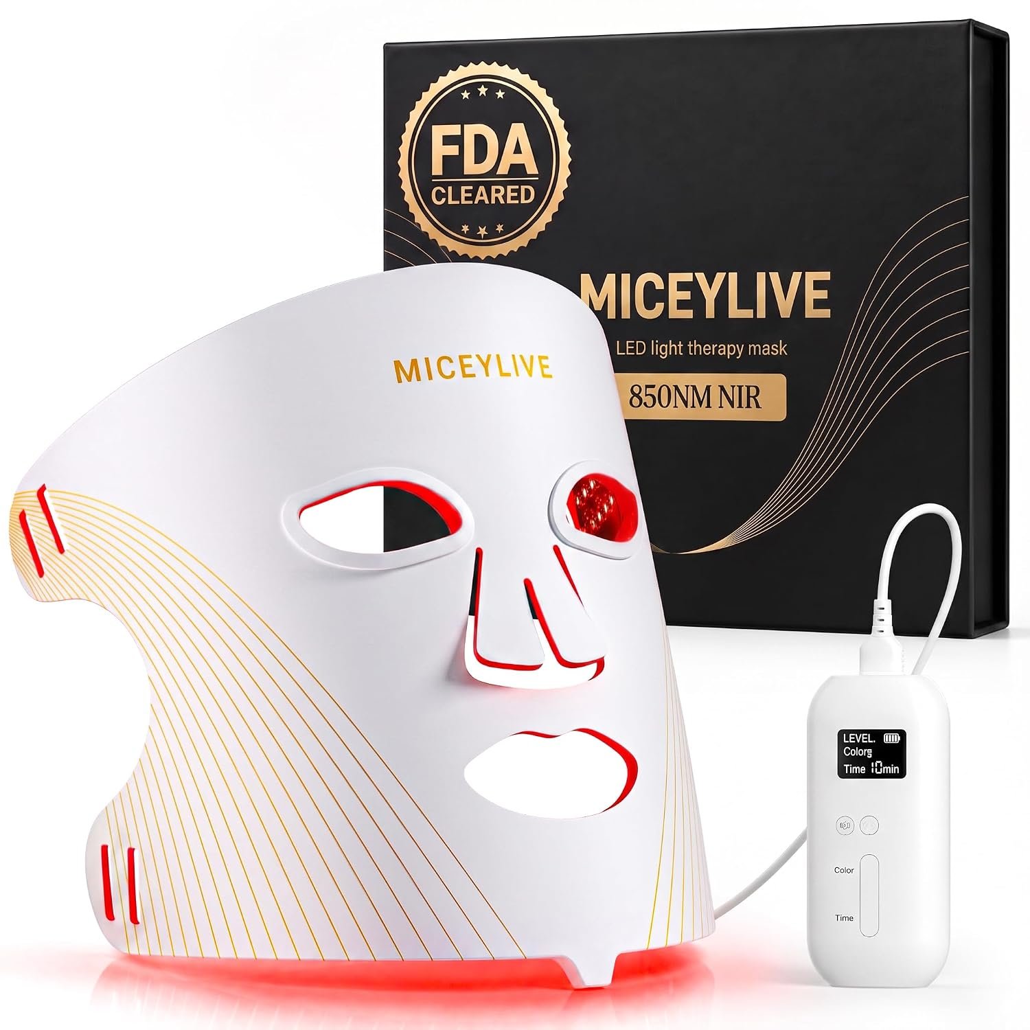 Red Light Therapy for Face, FDA-Cleared Blue Light Mask for Acne