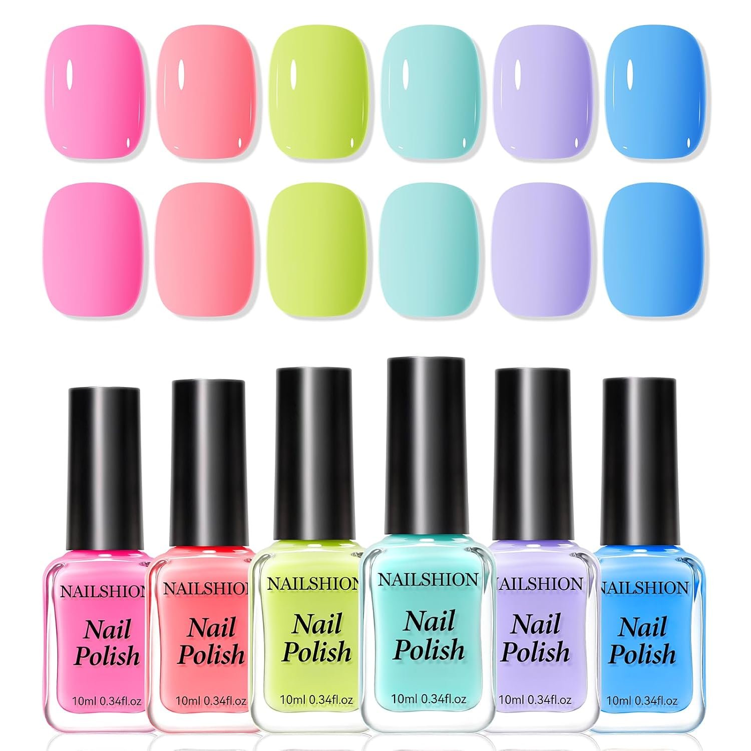 Rainbow Pastel Nail Polish Set Quick Dry No Need Lamp, Opaque