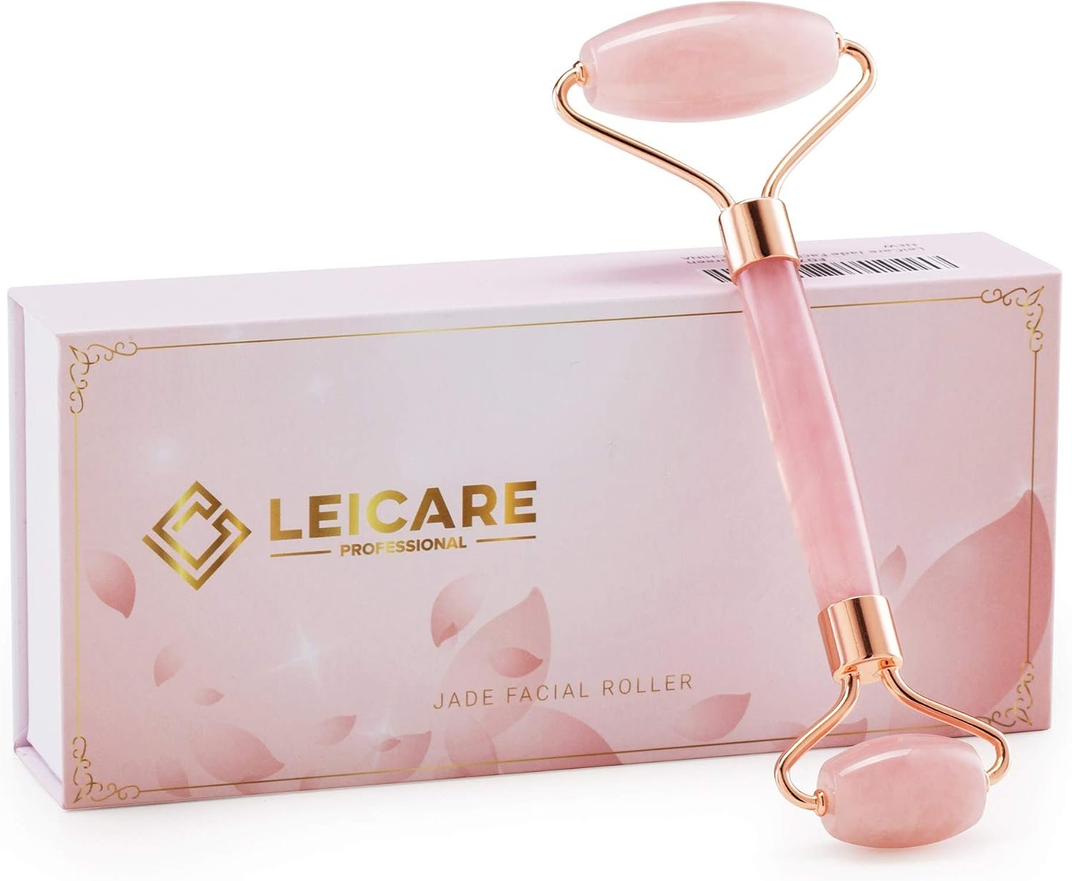 Jade Roller for Face – Rose Quartz Face Roller Skin Care – Stone Facial Roller, Face Massager for Women, Relieve Stress, Remove Wrinkles Eye Puffiness