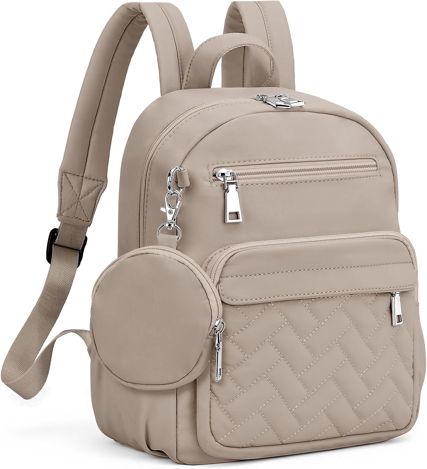 SYTRAH Mini Backpack for Women Small Back-pack Purse,Puffer Daypack Khaki