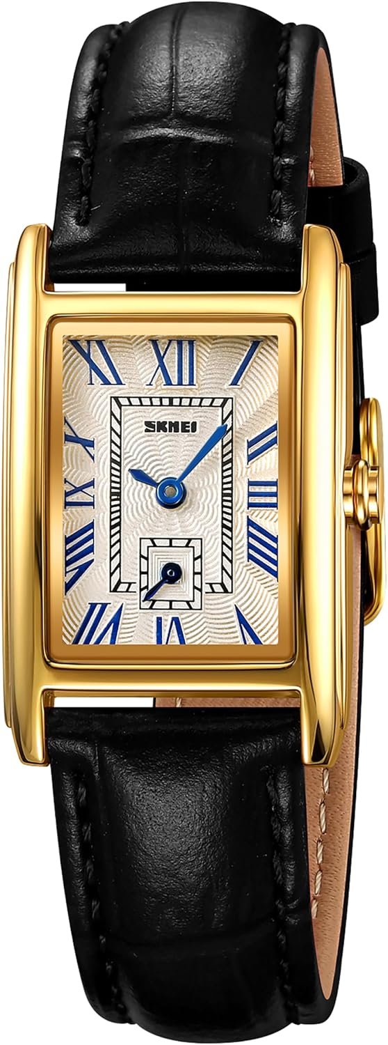 FANMIS Women’s Rectangle Watches Leather Strap Quartz Dress Bracelet Watch