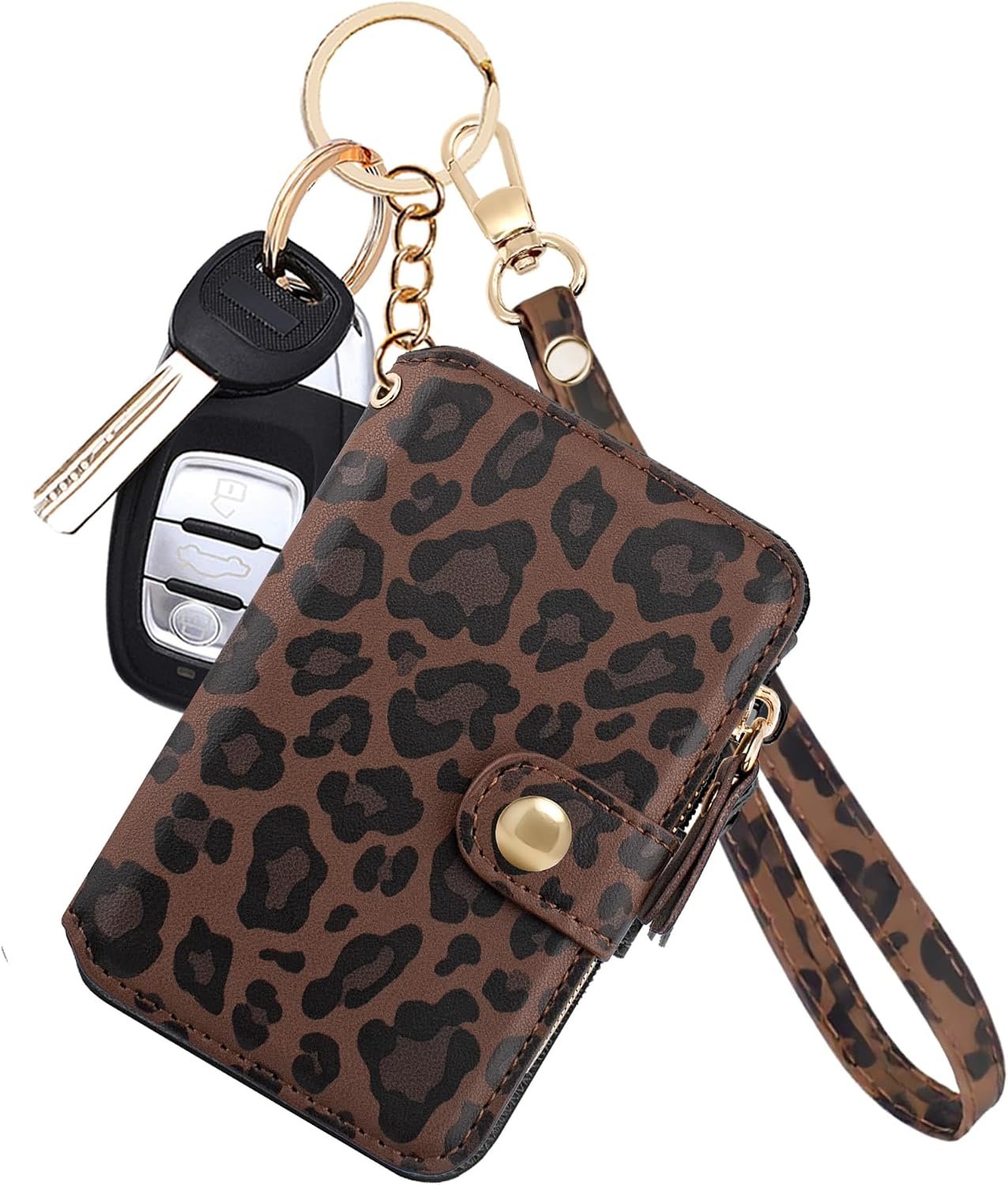 M-Plateau RFID Blocking Keychain Wallet With Leather Wrist Strap